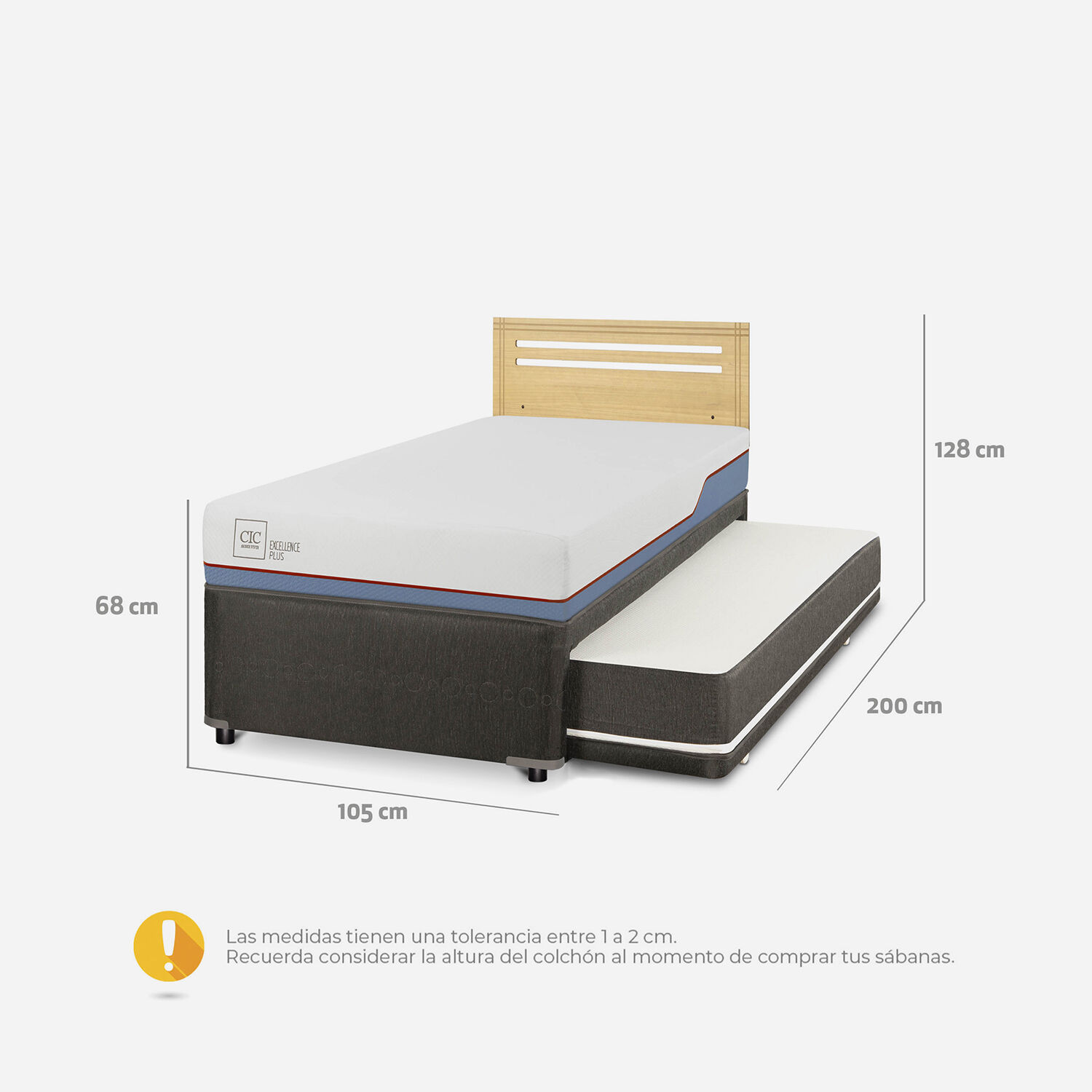 Cama Nido Div&aacute;n Excellence Plus + Respaldo M&uacute;nich Mostaza