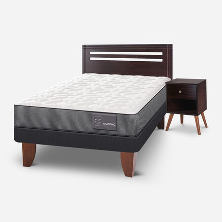 Cama Europea 1,5 Plazas Anatomic + Set M&uacute;nich Chocolate