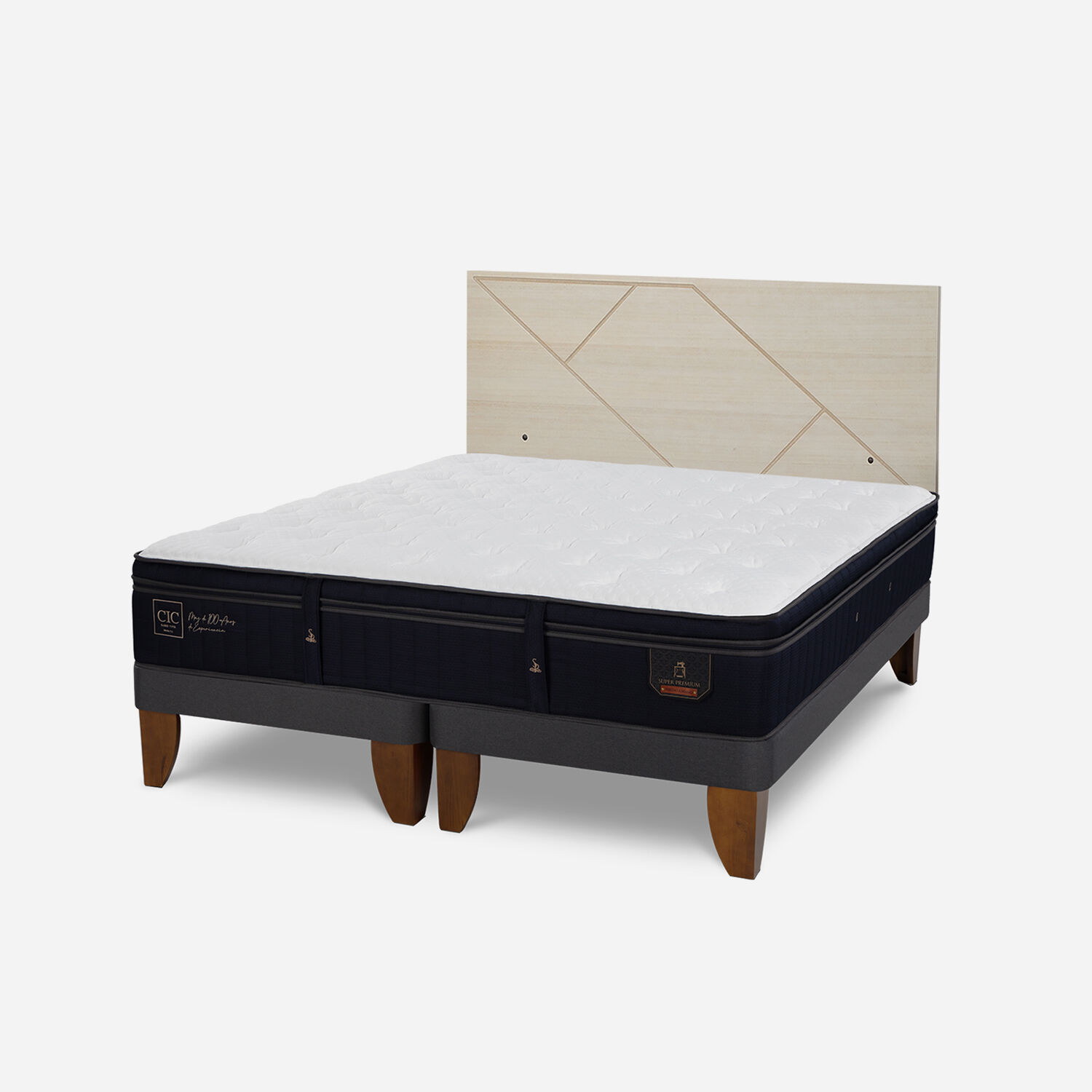 Cama Europea King Super Premium + Respaldo Villarrica Alpino