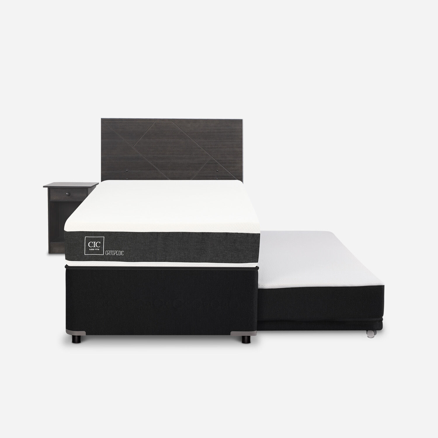 Cama Nido Div&aacute;n Ortopedic + Set Villarrica Gris