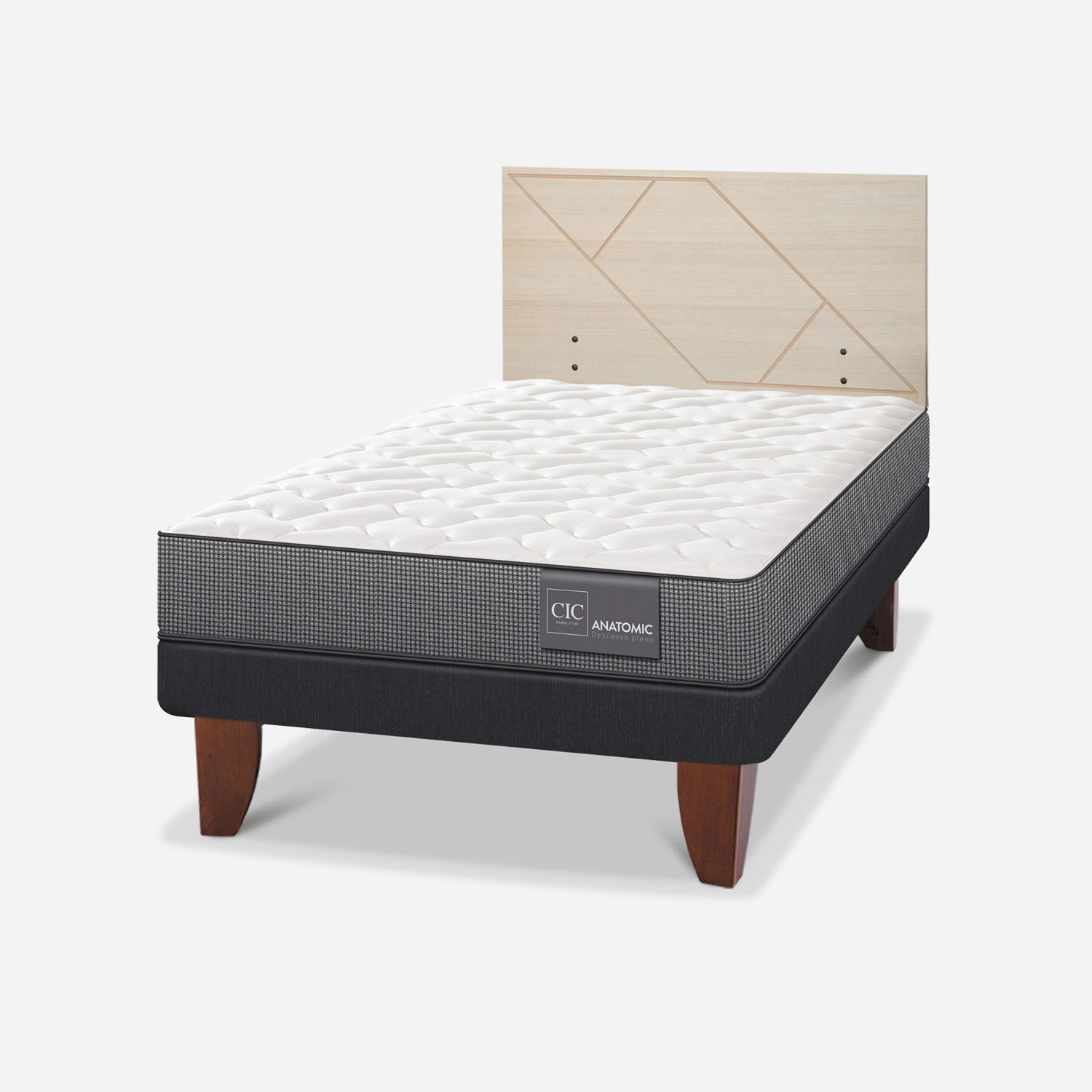 Cama Europea 1,5 Plazas Anatomic + Respaldo Villarrica Alpino