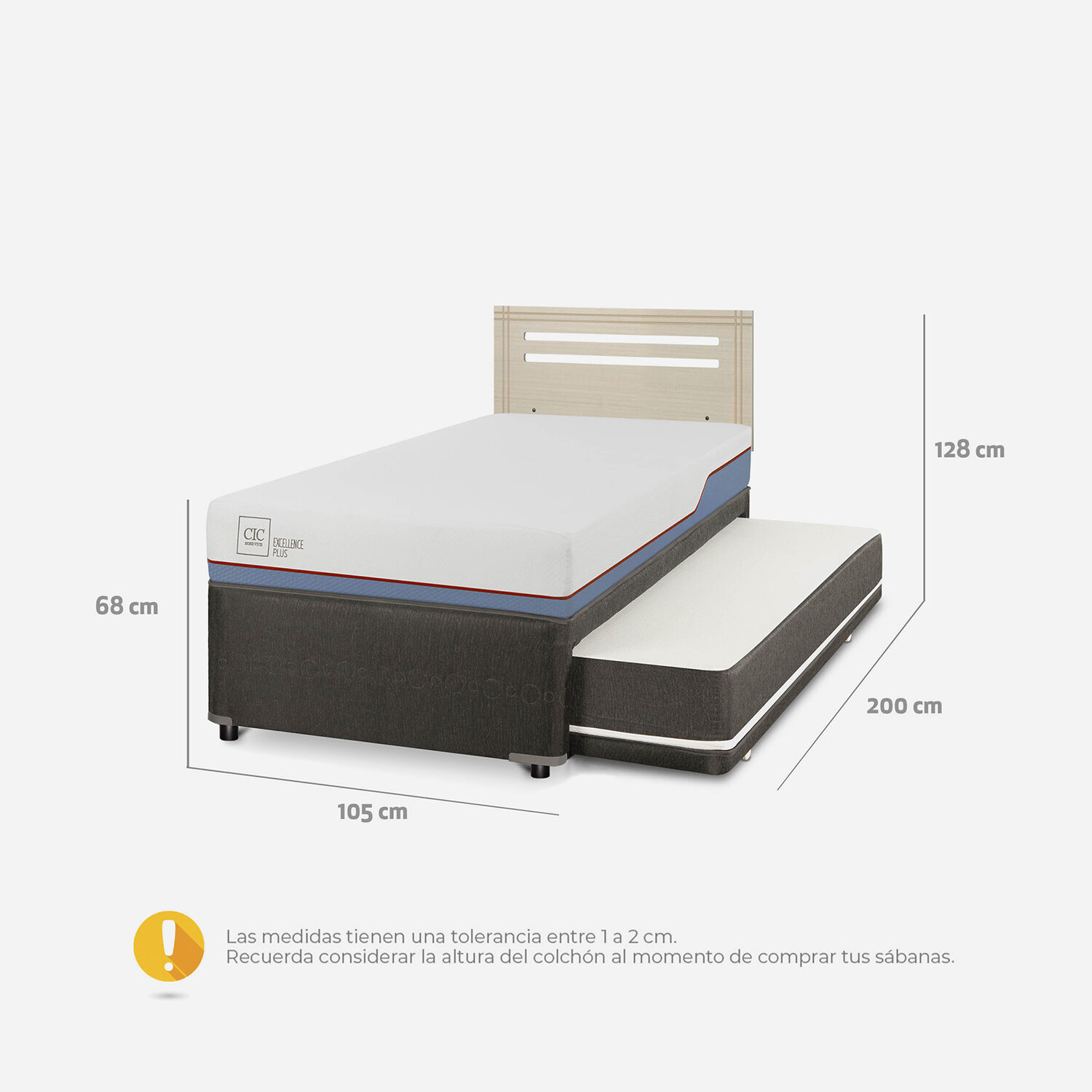 Cama Nido Div&aacute;n Excellence Plus + Respaldo M&uacute;nich Alpino