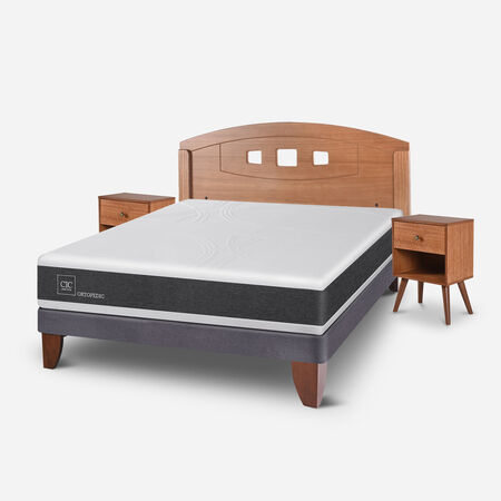 Cama Europea 2 Plazas Ortopedic Base Normal + Set Gales Caramel