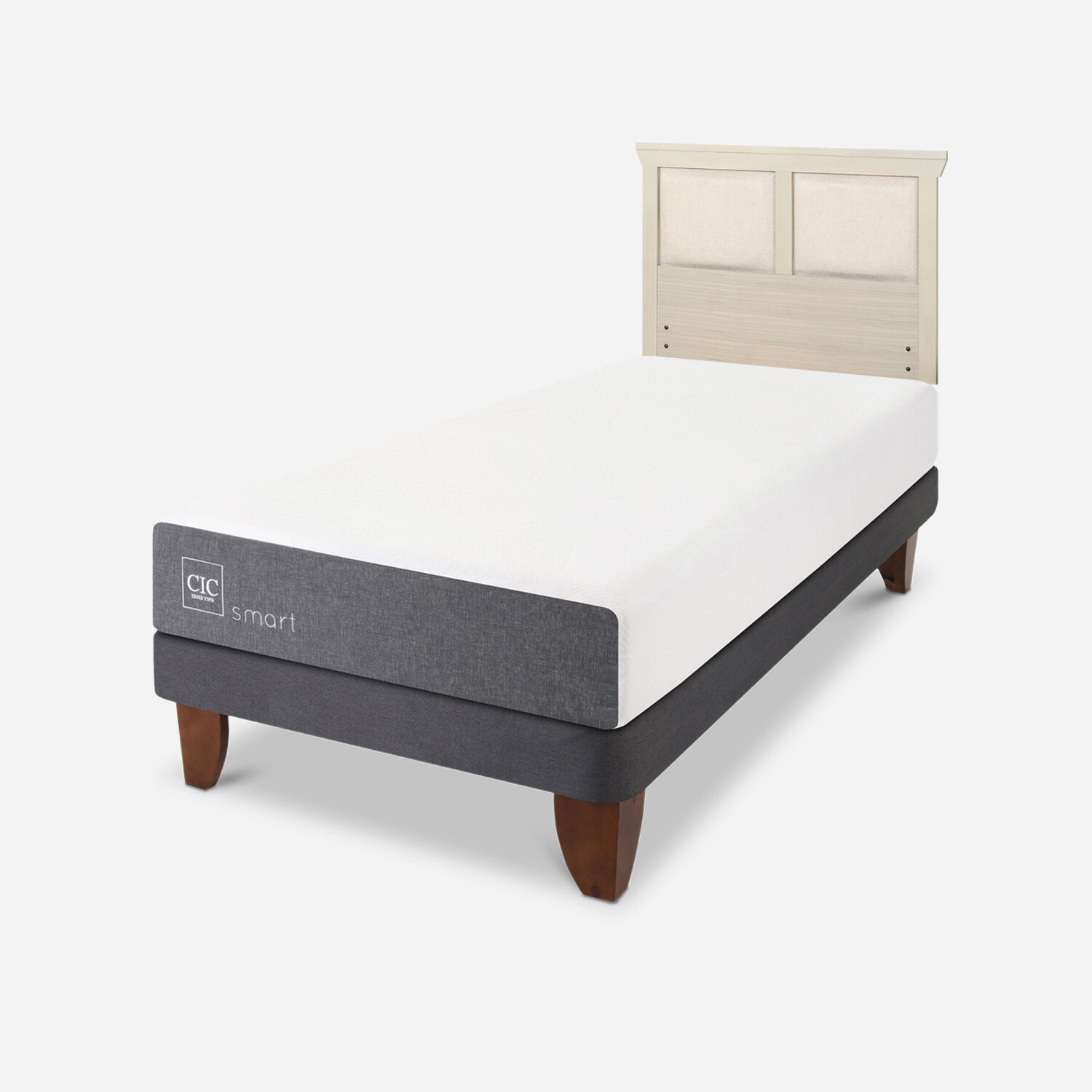 Cama Europea 1 Plaza Smart + Respaldo Torino Alpino