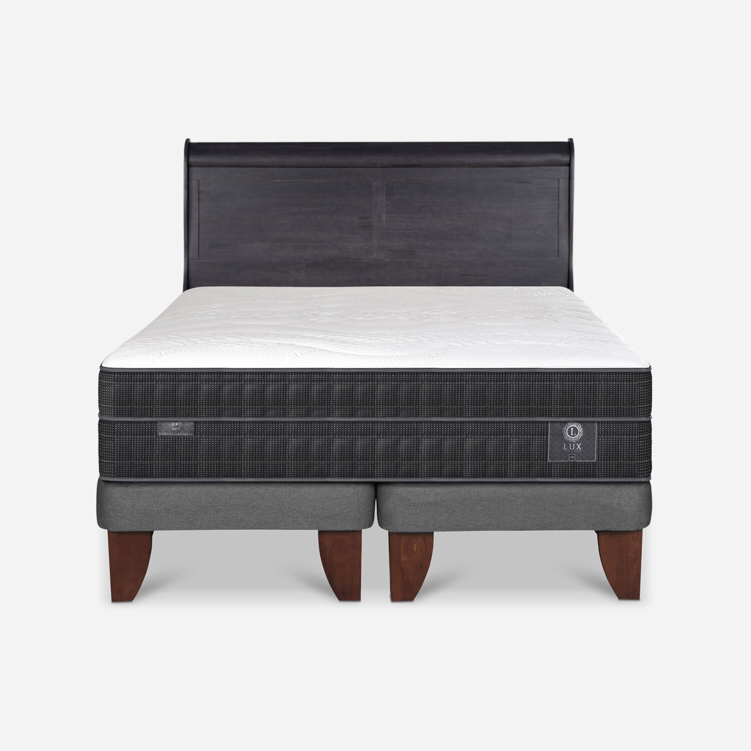 Cama Europea King Lux + Respaldo Mir&oacute; Negro
