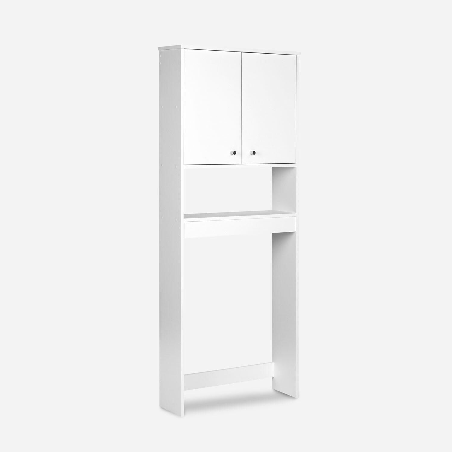 Set de Ba&ntilde;o Estante 2 Puertas 1 Repisa + Vanitorio + Estante Organizador Blanco
