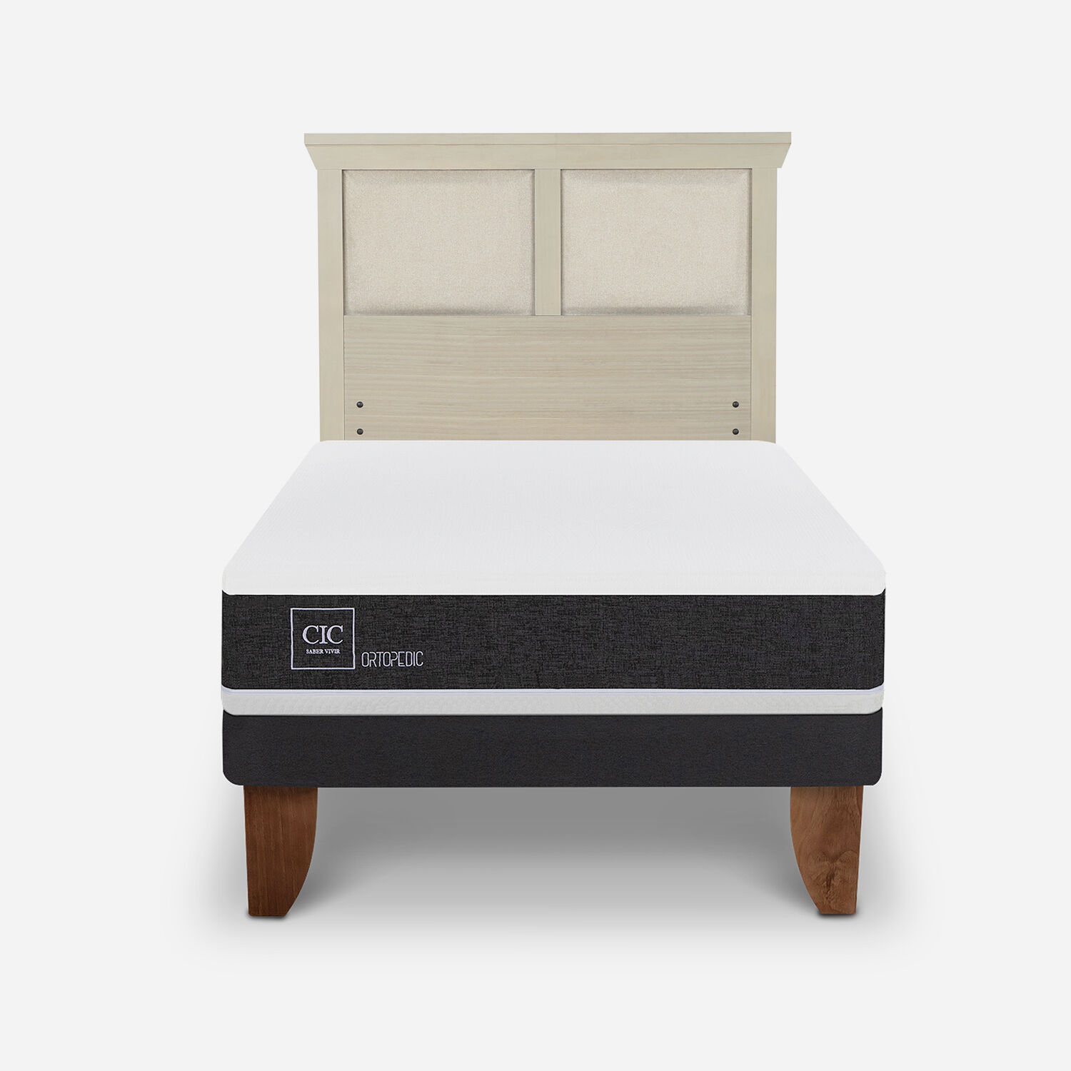 Cama Europea 1,5 Plazas Ortopedic + Respaldo Torino Alpino