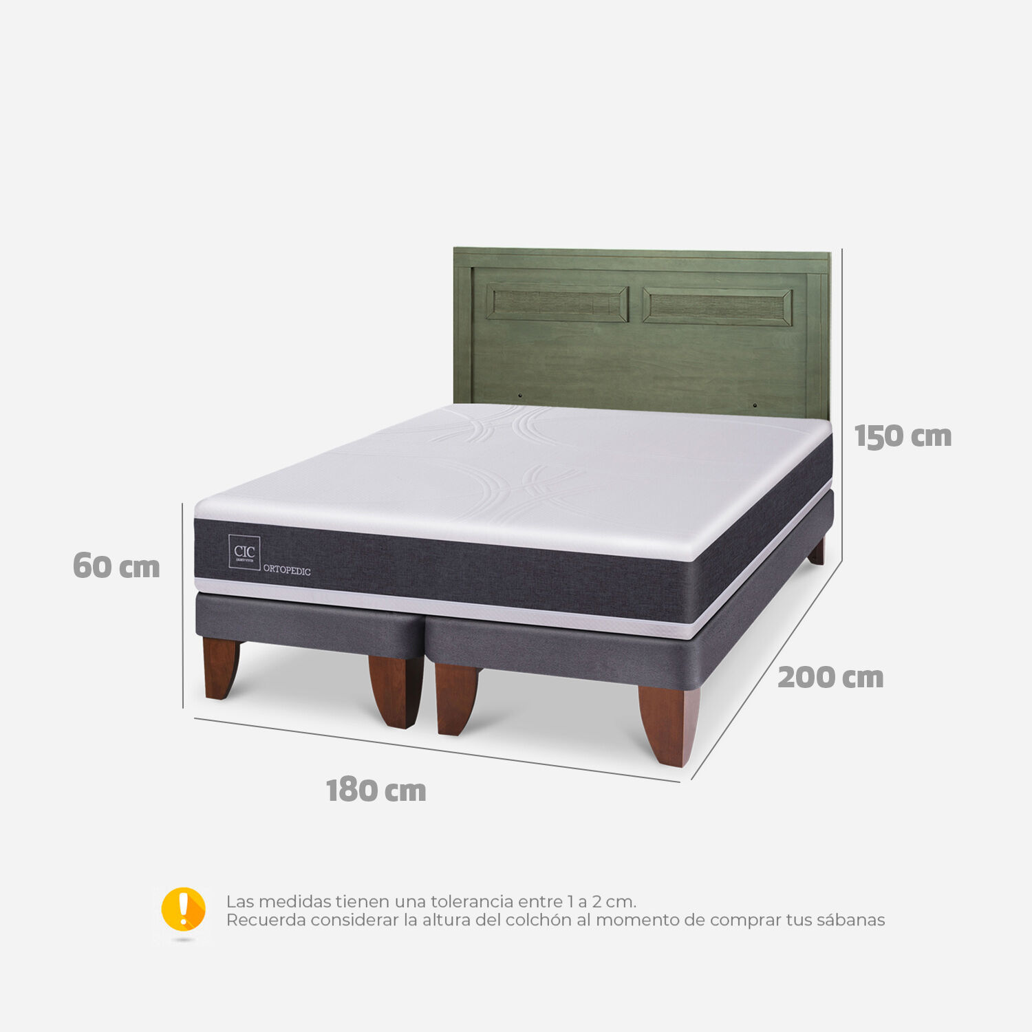 Cama Europea King Ortopedic + Respaldo Mil&aacute;n Olivo