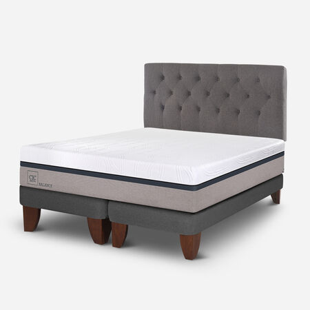 Cama Europea 2 Plazas Balance Base Dividida + Respaldo Kavery