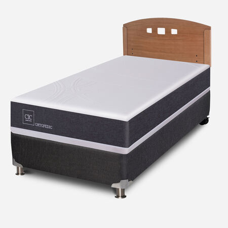 Box Spring 1 Plaza Ortopedic 5 Zonas + Respaldo Gales Caramel