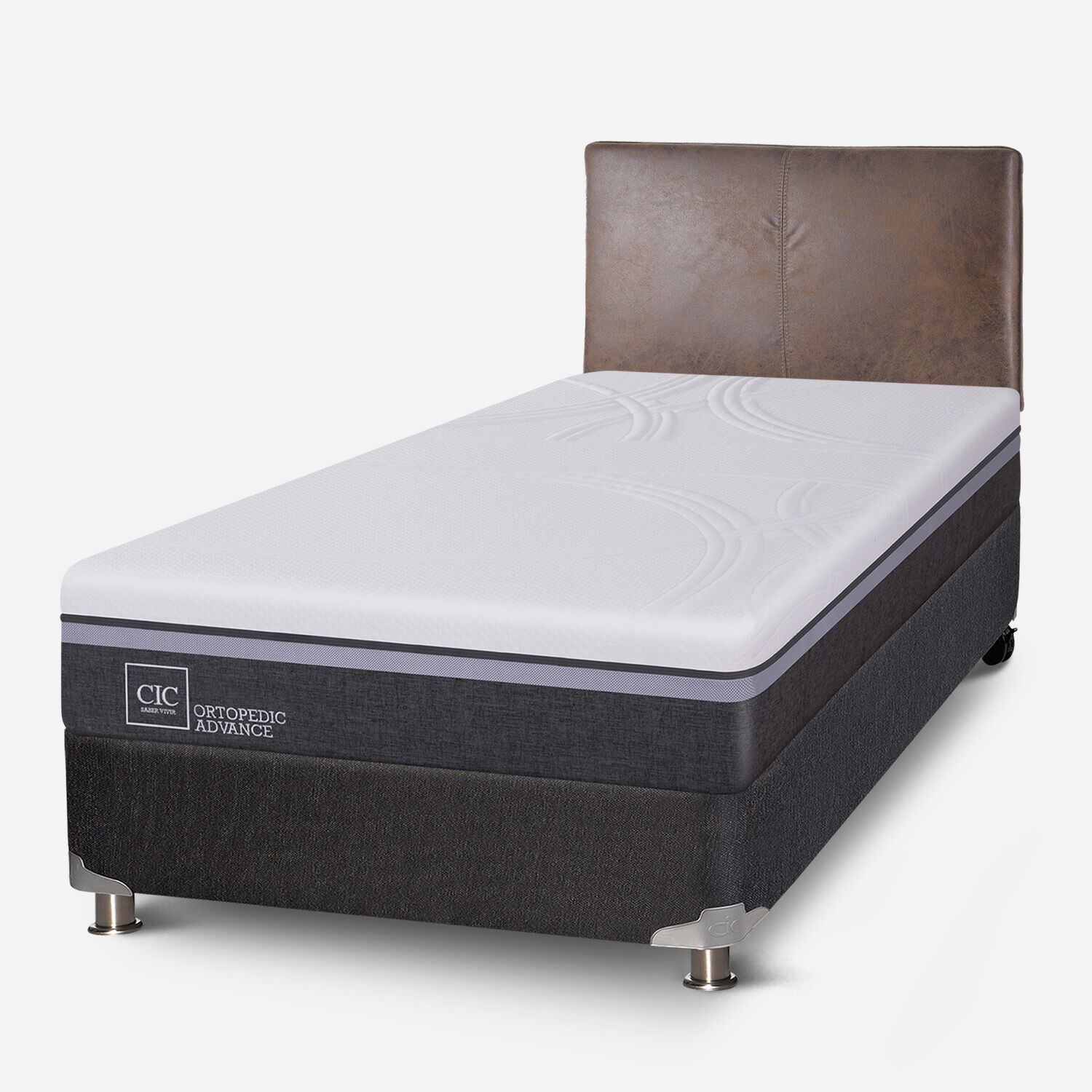 Box Spring 1,5 Plazas Ortopedic Advance 5 Zonas + Respaldo Baker