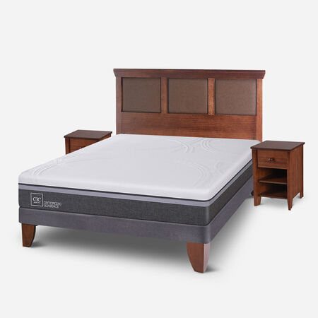 Cama Europea 2 Plazas Ortopedic Advance Base Normal + Set Torino Caramel