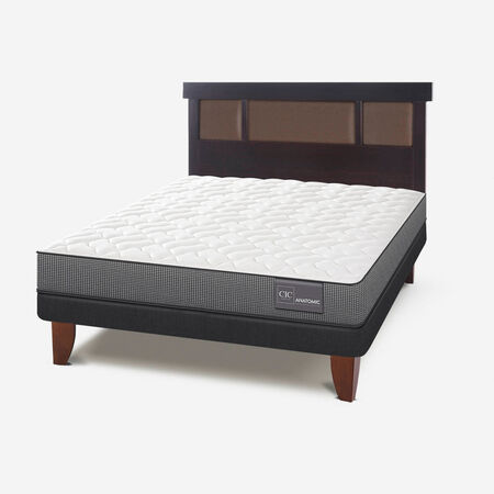 Cama Europea 2 Plazas Anatomic Base Normal + Respaldo Dubl&iacute;n Chocolate