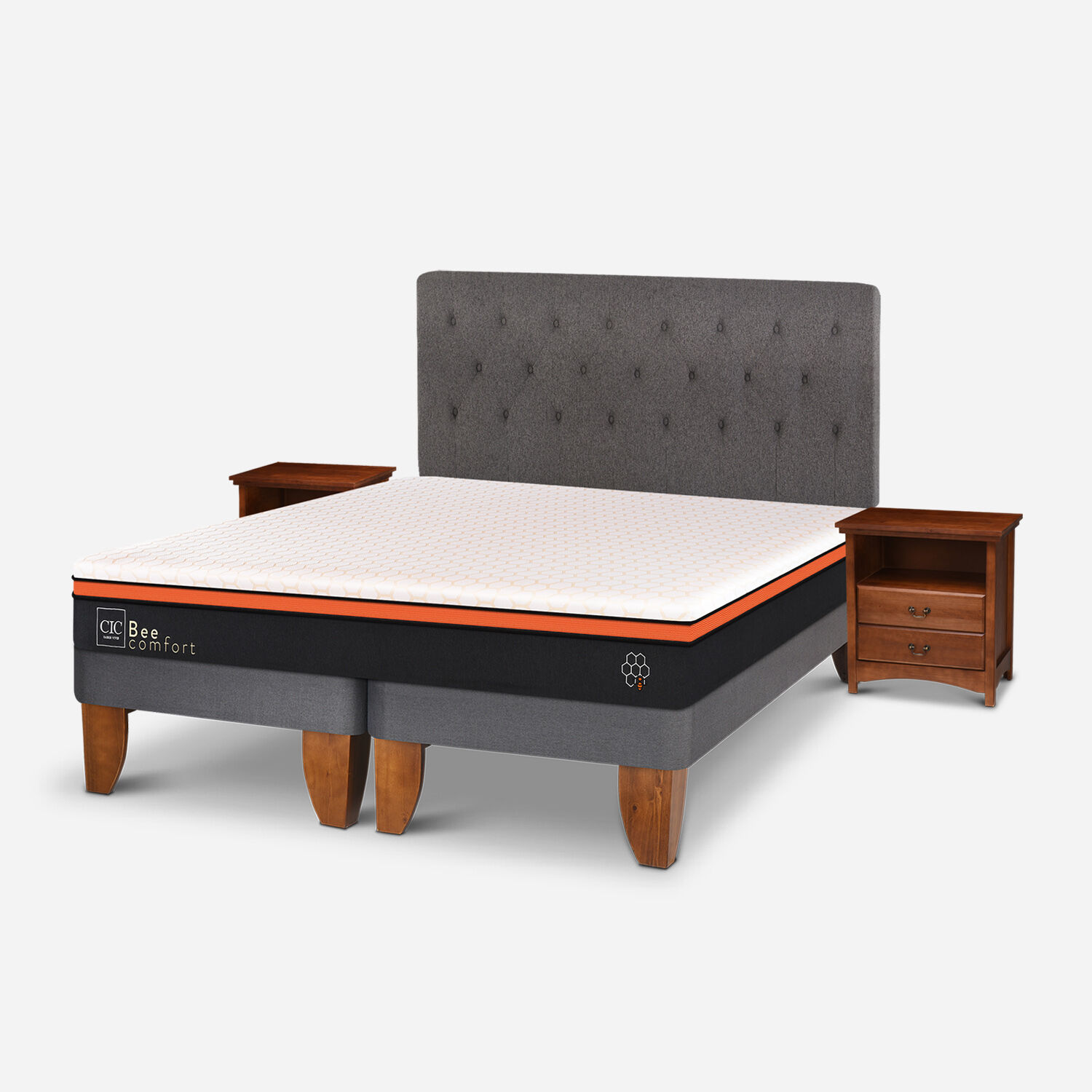 Cama Europea King Bee Comfort + Set Kavery