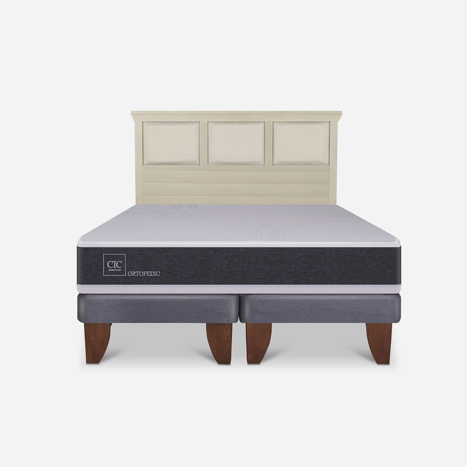 Cama Europea 2 Plazas Ortopedic Base Dividida + Respaldo Torino Alpino