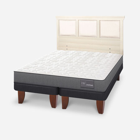 Cama Europea 2 Plazas Anatomic Base Dividida + Respaldo Torino Alpino