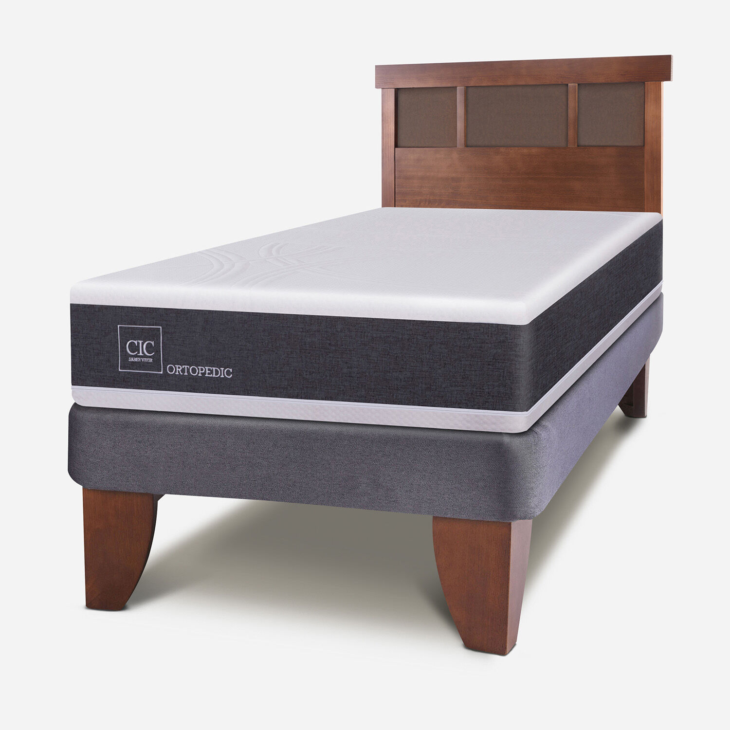 Cama Europea 1,5 Plazas Ortopedic + Respaldo Dubl&iacute;n Caramel