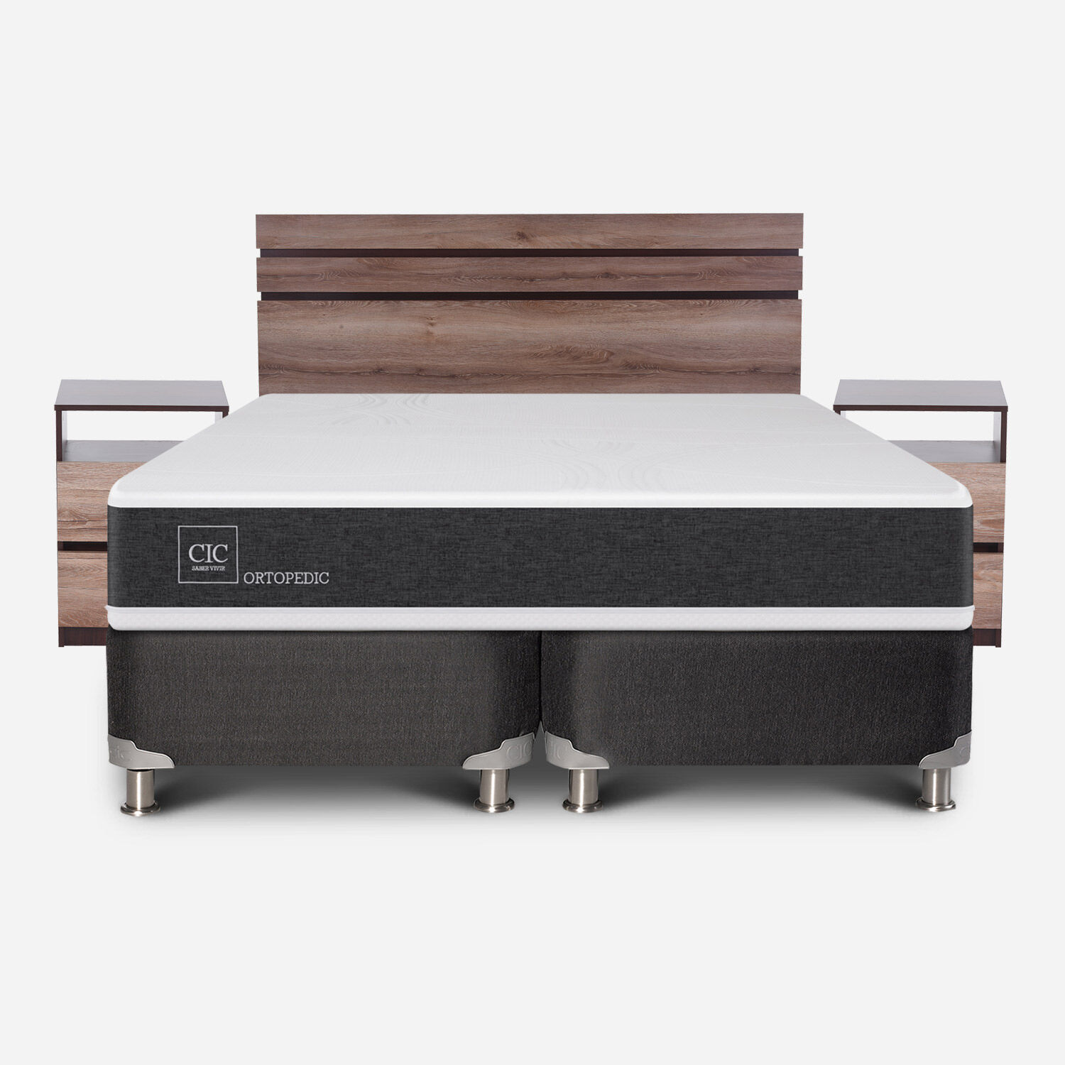 Box Spring 2 Plazas Ortopedic Base Dividida 5 Zonas + Set Ares