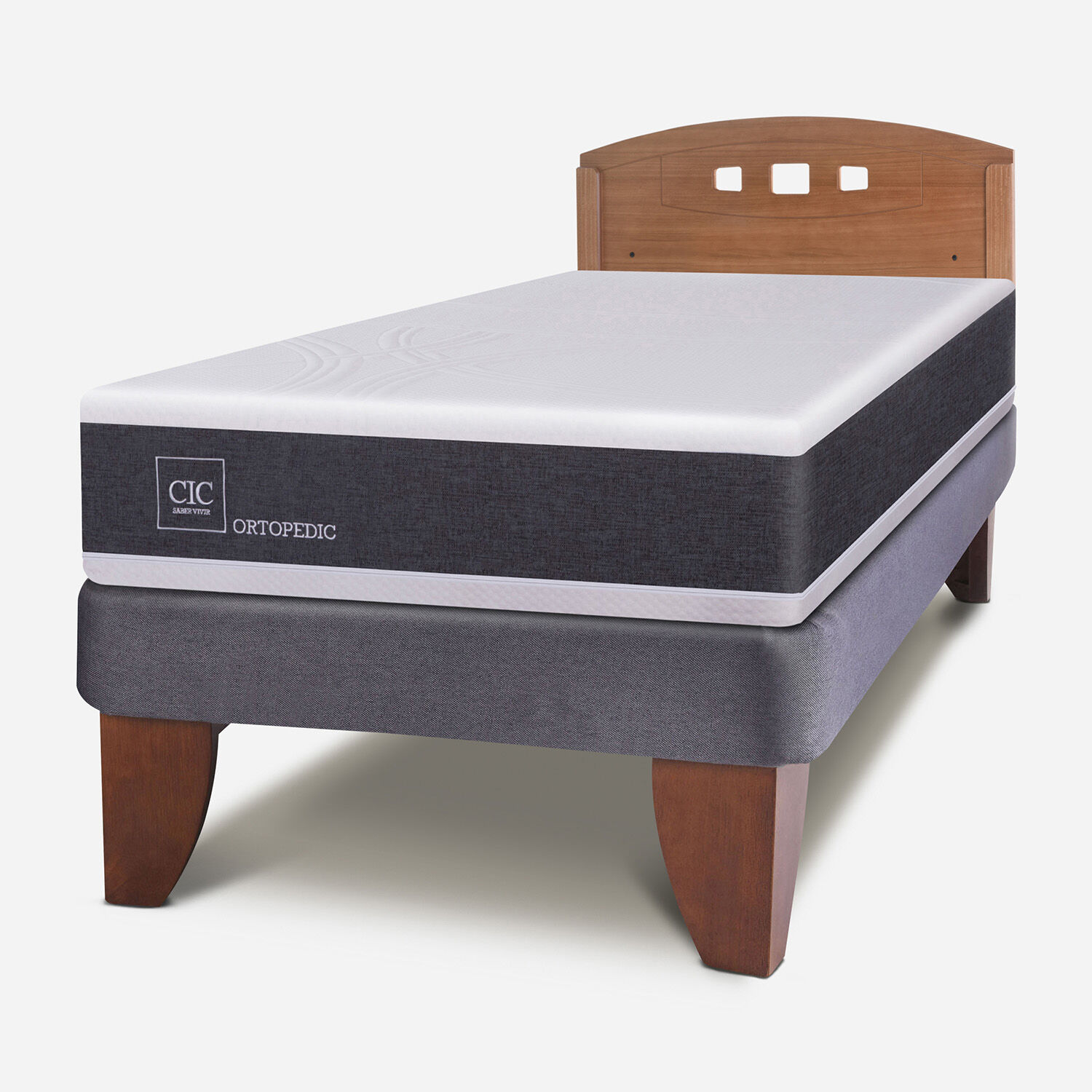 Cama Europea 1,5 Plazas Ortopedic + Respaldo Gales Caramel