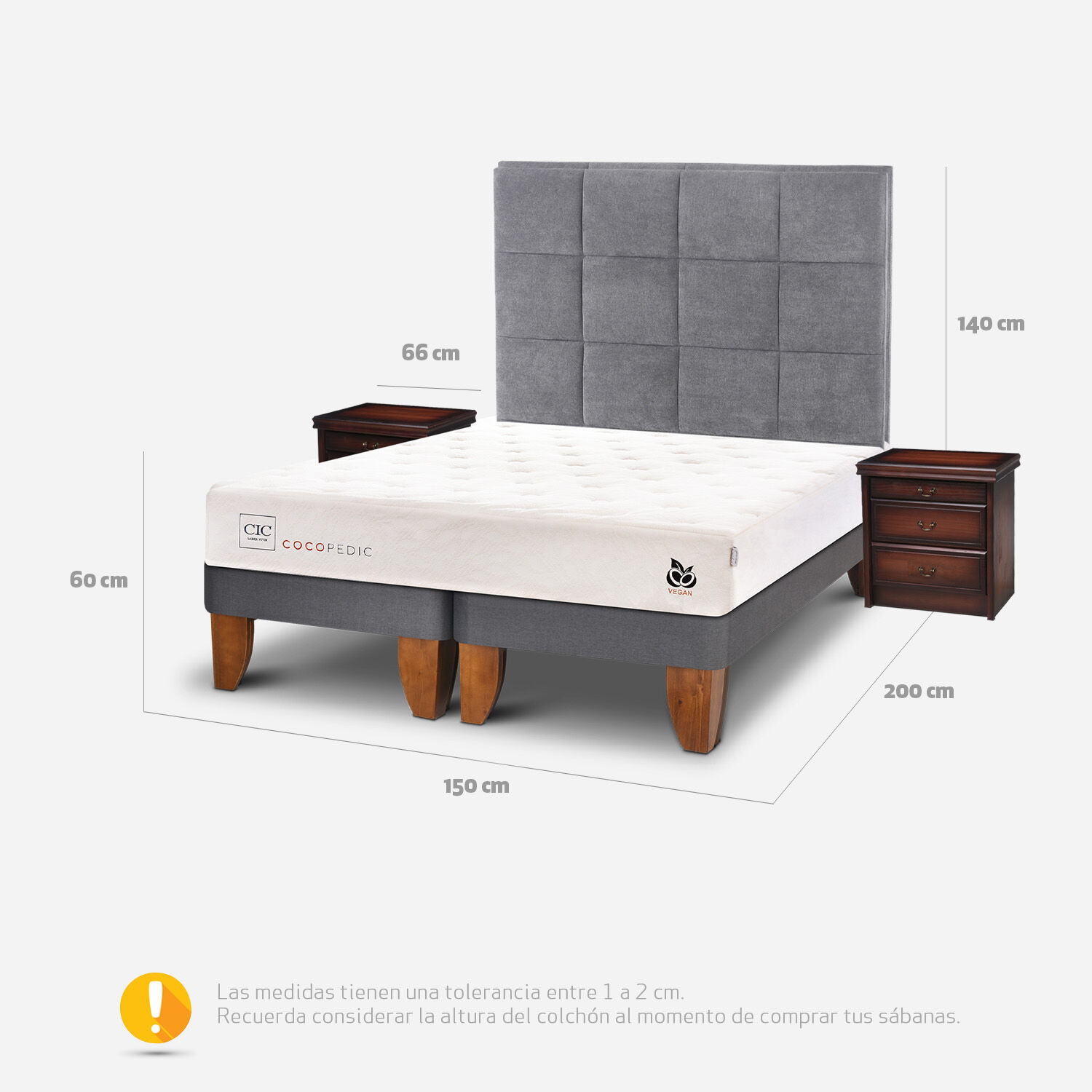 Cama Europea 2 Plazas Cocopedic Base Dividida + Set T&aacute;mesis