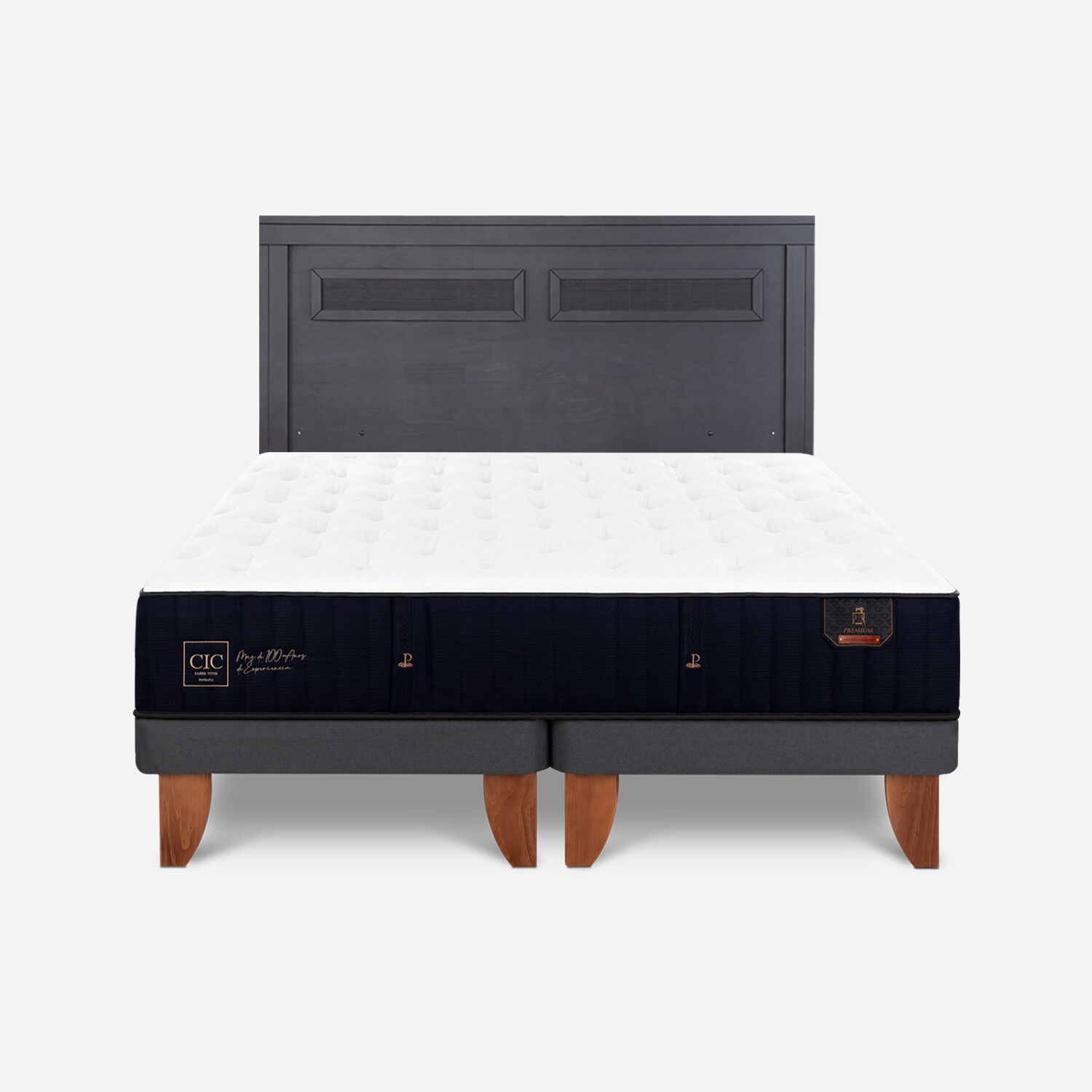 Cama Europea King Premium + Respaldo Mil&aacute;n Negro