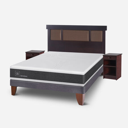 Cama Europea 2 Plazas Ortopedic Base Normal + Set Dubl&iacute;n Chocolate
