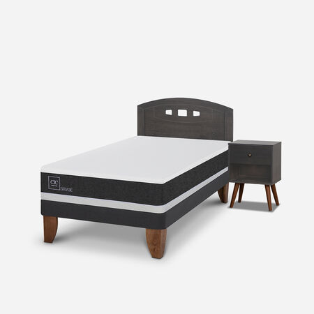 Cama Europea 1,5 Plazas Ortopedic + Set Gales Gris
