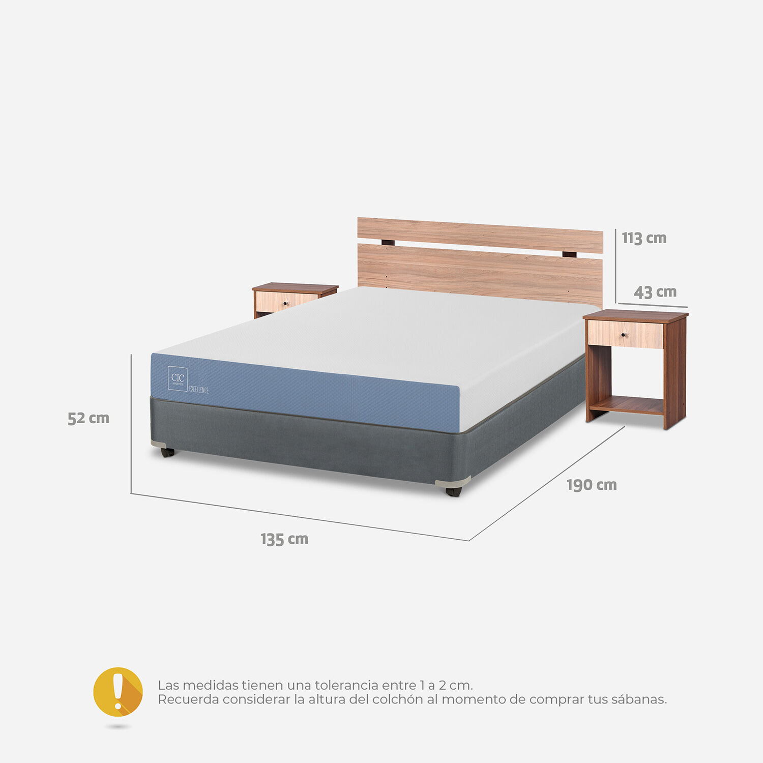 Cama Americana Full Excellence + Set Olmo