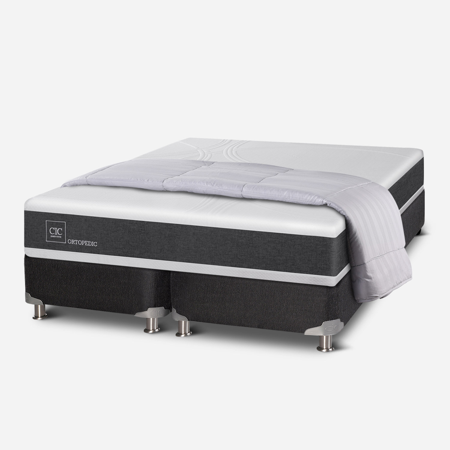 Box Spring 2 Plazas Ortopedic Base Dividida 5 Zonas + Plumón | CIC